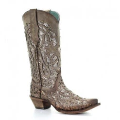 Corral Ladies Orix Glitter Inlay And Studs Snip Toe Boots C3331