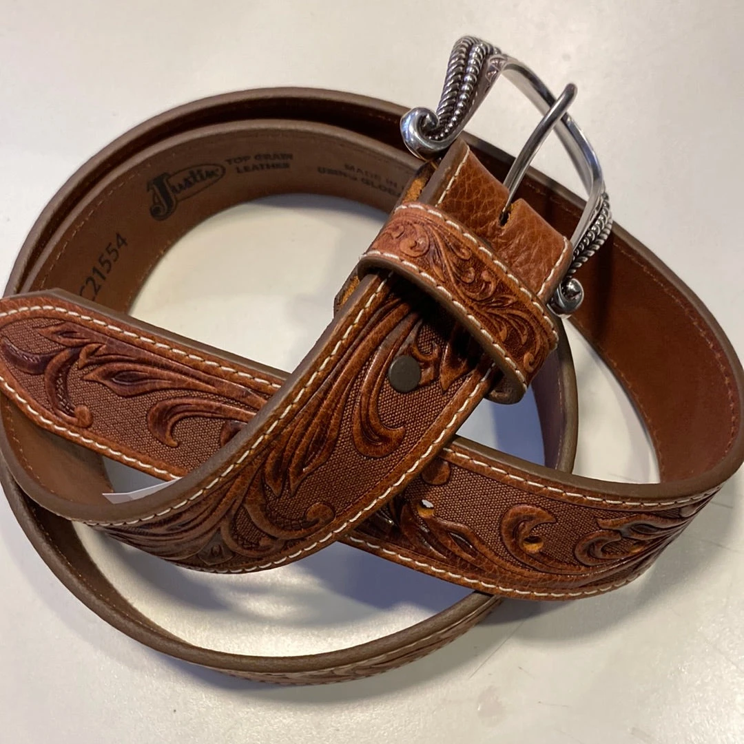 Ladies Justin Tooled Leather Belt C21554