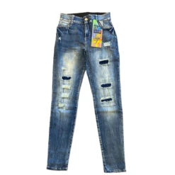 CoCo Carmen OMG Zoey Zip Skinny Denim Patch Medium Wash Jeans 2239142