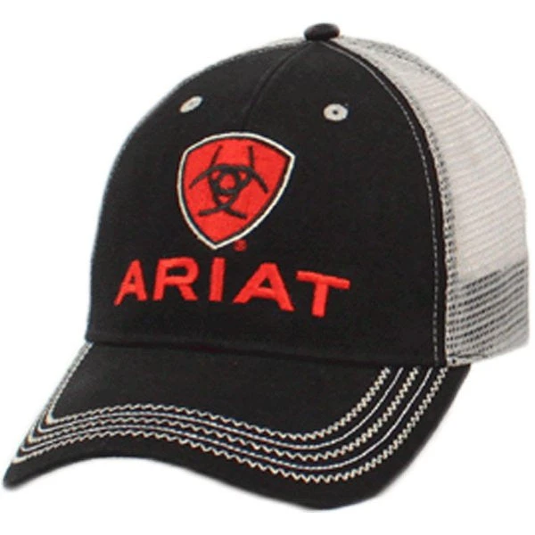 Ariat Mens Black And Red Logo Mesh Baseball Cap 1515866 3 Ariat Mens Black And Red Logo Mesh Baseball Cap 1515866