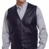 Cripple Creek Black Snap Front Boar Nappa Leather Western Mens Vest (ML1059) -Western Cowboy Equipment ml1059690xlarge