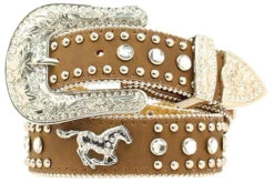 Nocona Western Belt Girls Leather Horse Crystals Saddle N4427644
