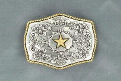 Nocona Two Tone Star & Floral Buckle