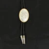 Western Mens Bolo Neck Tie Rope Edge Oval Silver Gold