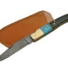 Damascus Steel Folder Pocket Knife Turquoise And Horn Handles -Western Cowboy Equipment s l64025
